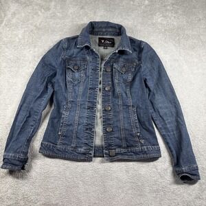 GUESS Dark Blue Jean Jacket Button Up Black Label ~Women's Size S/P